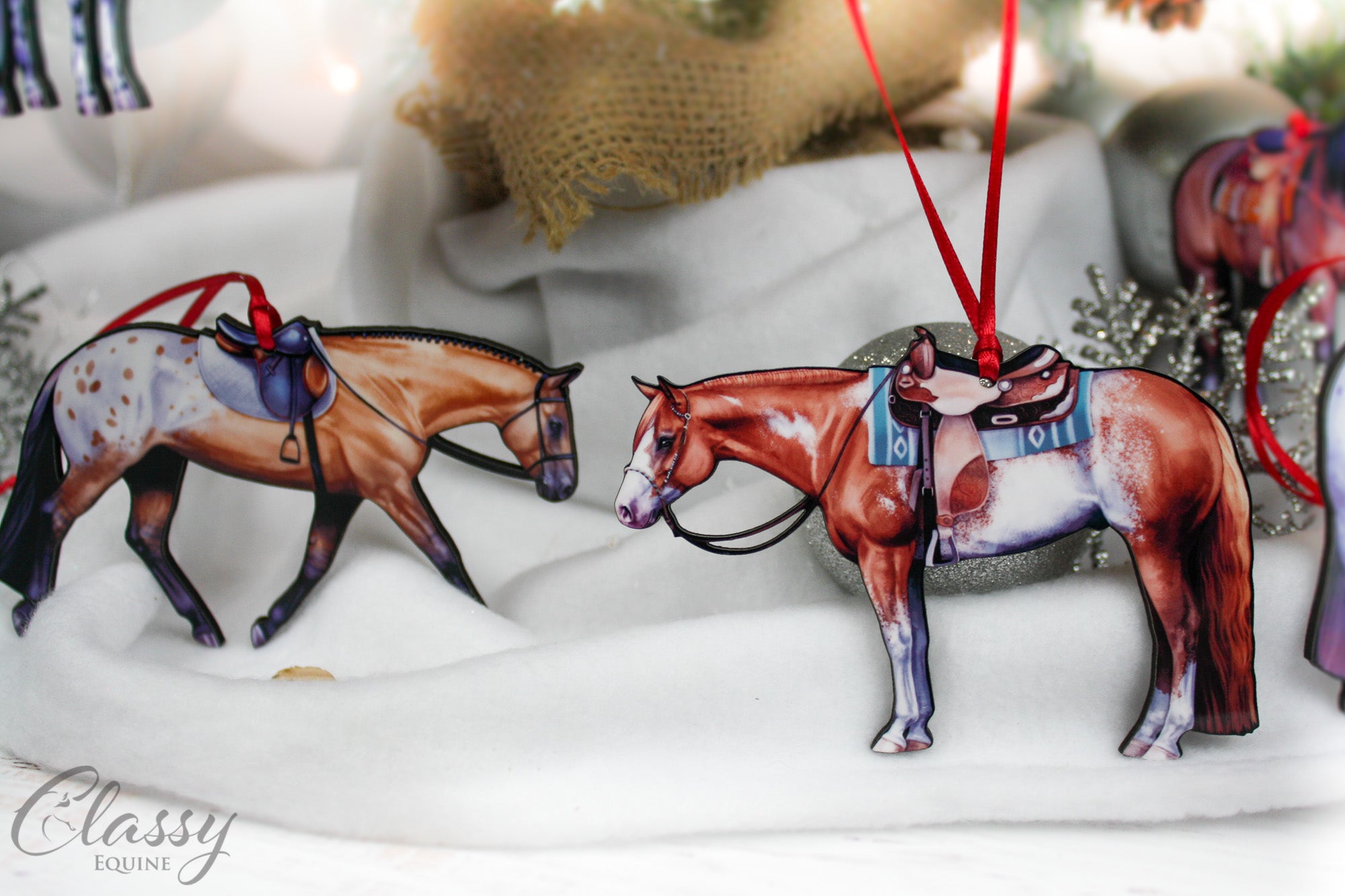 Chestnut Sabino Western Paint Horse Ornament