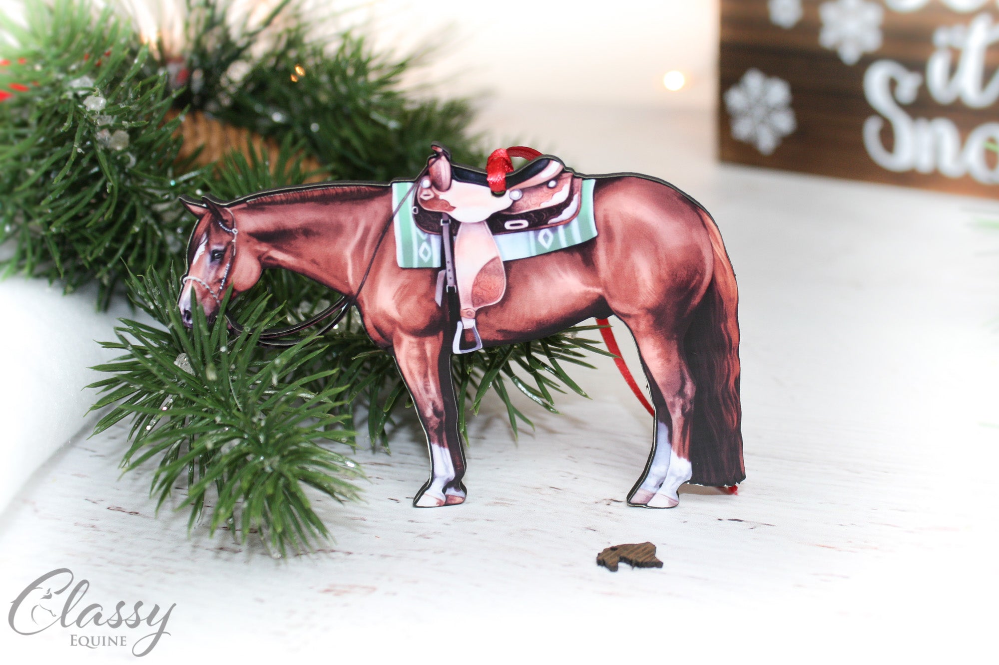 Chestnut Western Quarter Horse Ornament