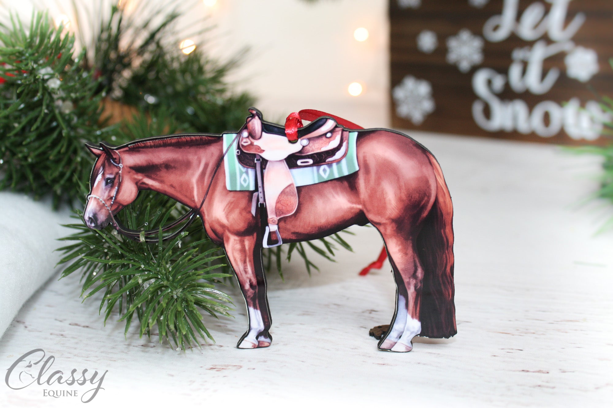 Chestnut Western Quarter Horse Ornament