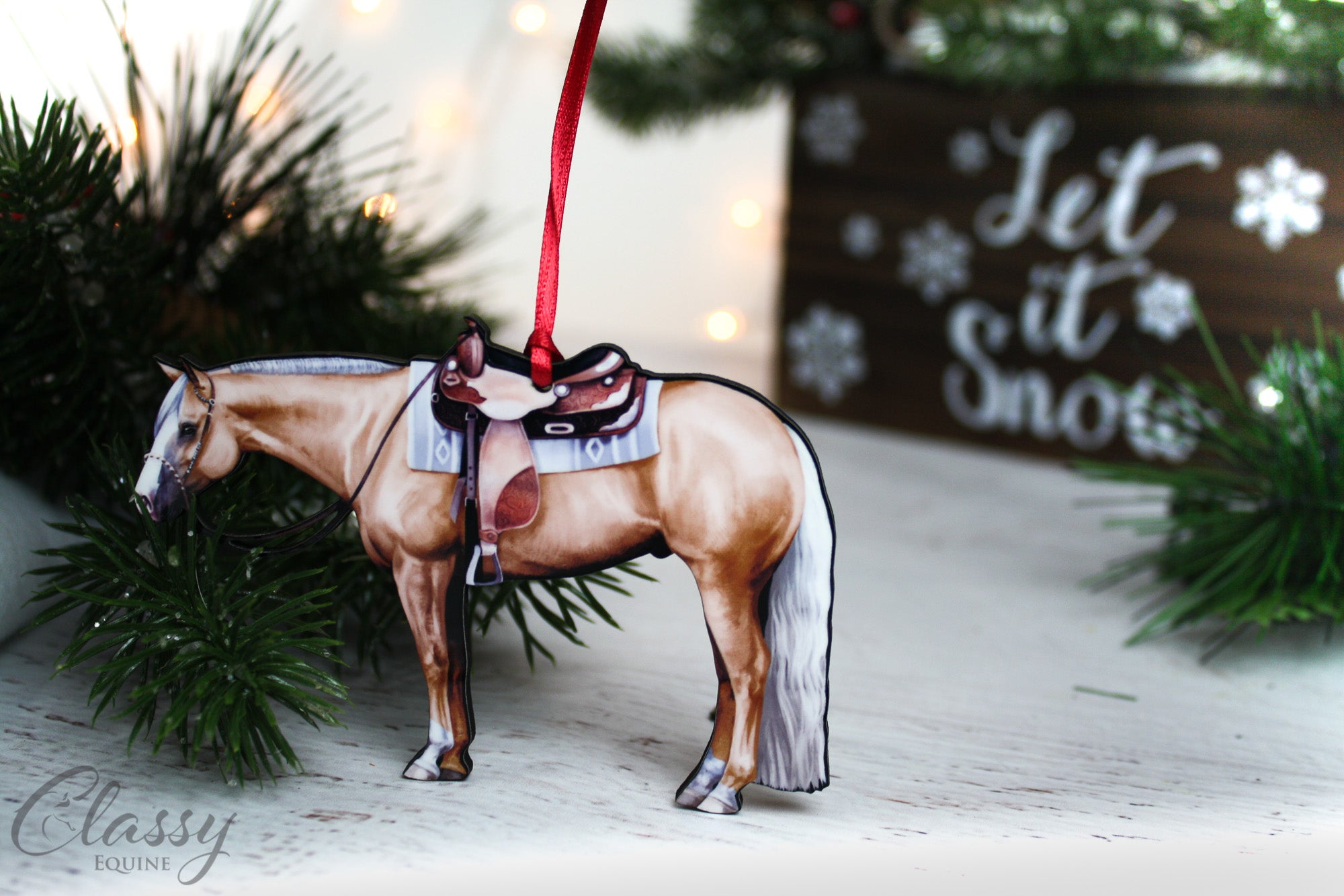 Palomino Western Quarter Horse Ornament