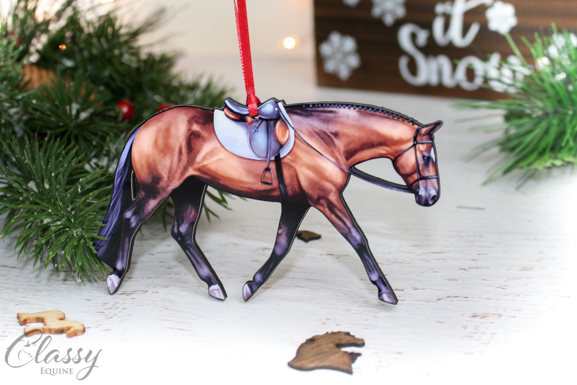 Bay English Pleasure Quarter Horse Ornament