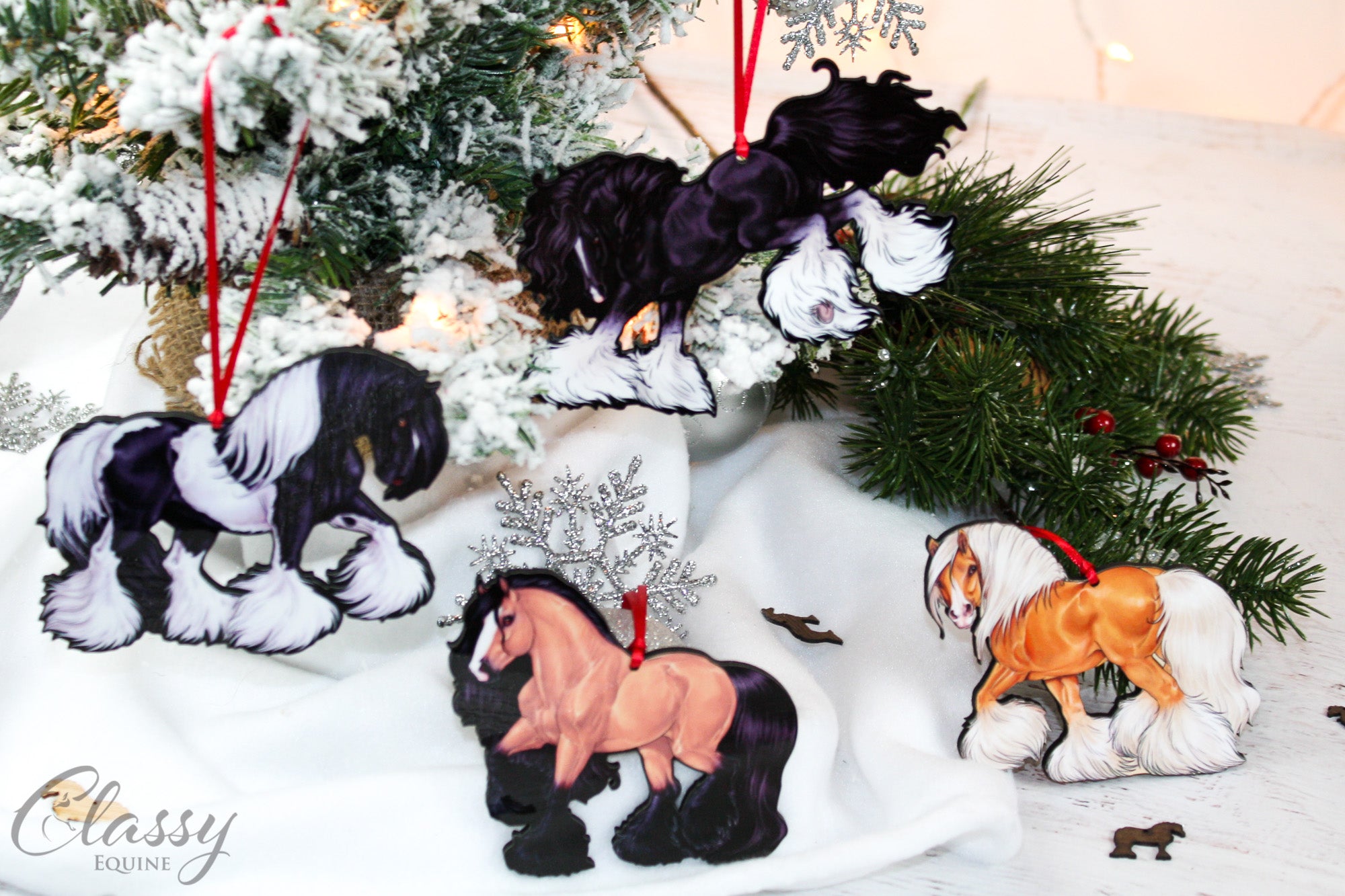Gypsy Horse Ornaments - Full Set of 4 Gypsy Horses