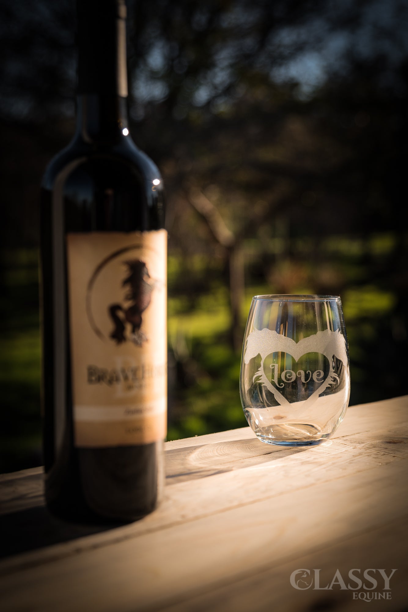 For the Love of Horses Stemless Wine Glass Set