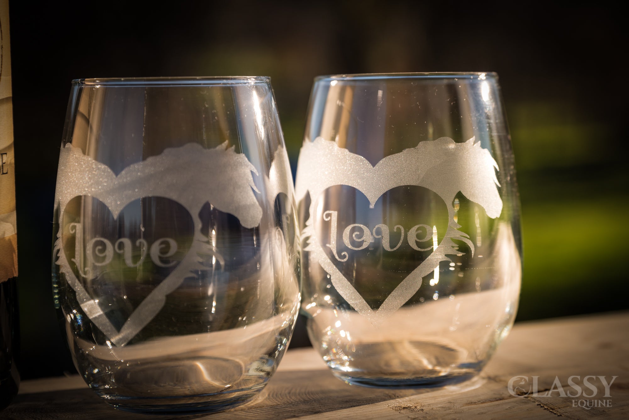 For the Love of Horses Stemless Wine Glass Set