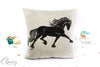 Friesian Horse Pillow Cover - Flowing Friesian Horse Extended Trot