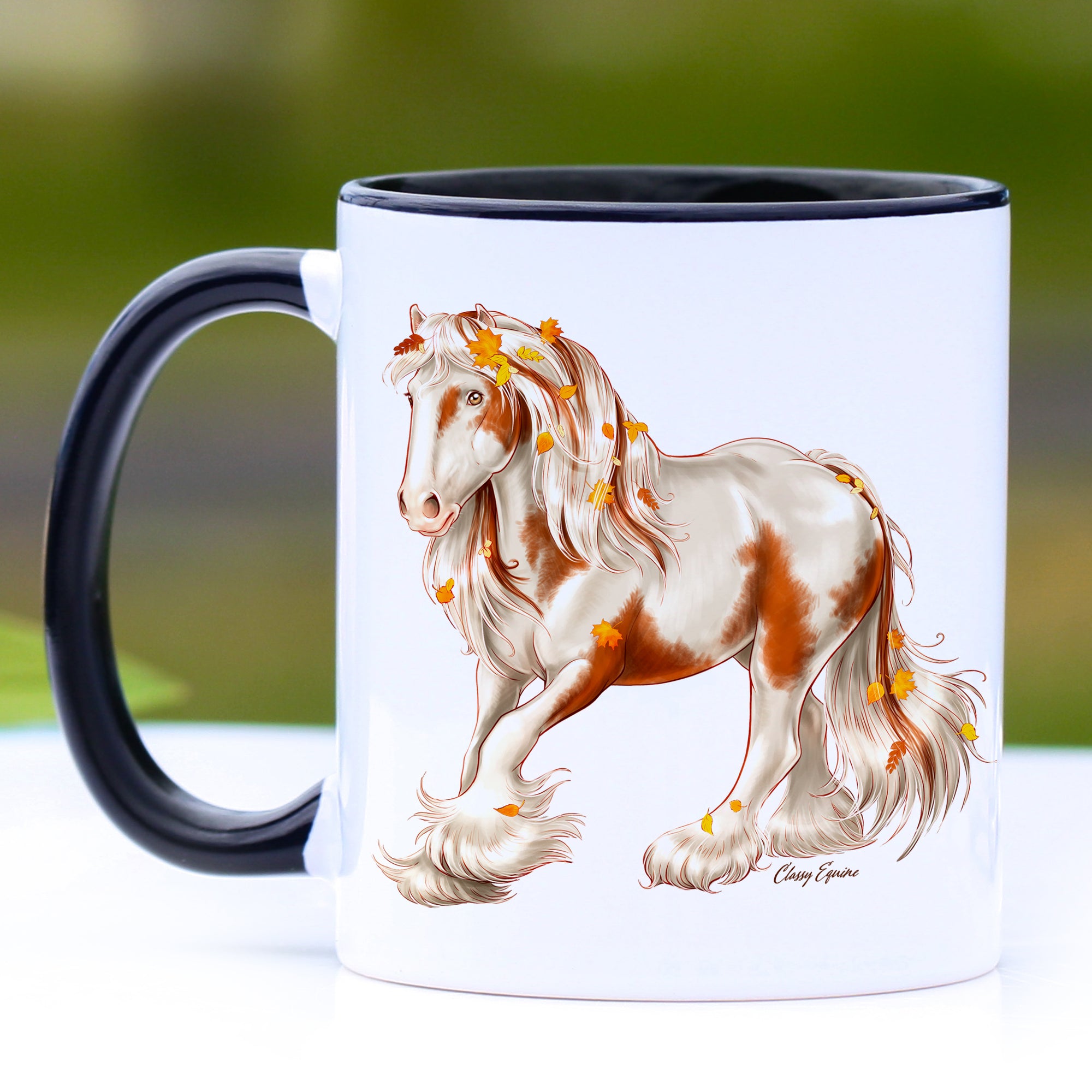 Autumn Leaves Chestnut and White Gypsy Horse Coffee Mug - 11 oz