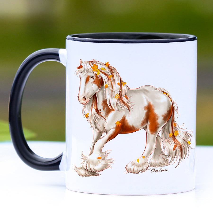 Autumn Leaves Chestnut and White Gypsy Horse Coffee Mug - 11 oz