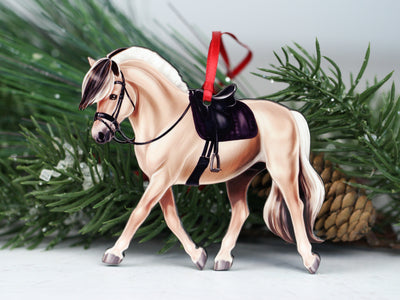 Dun Fjord Horse Christmas Ornament - Norwegian Fjord under Saddle