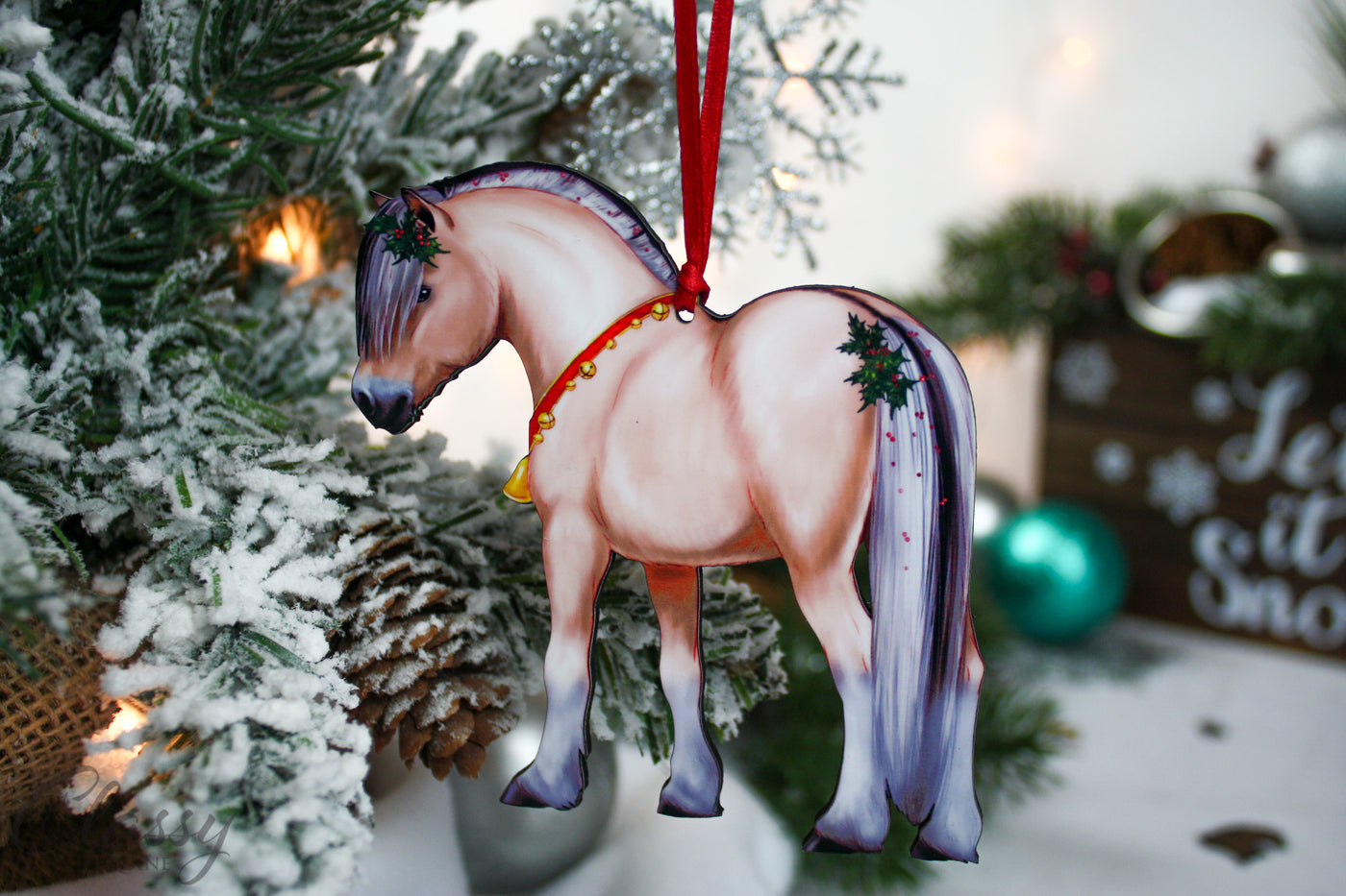 Dun Fjord Horse Christmas Ornament
