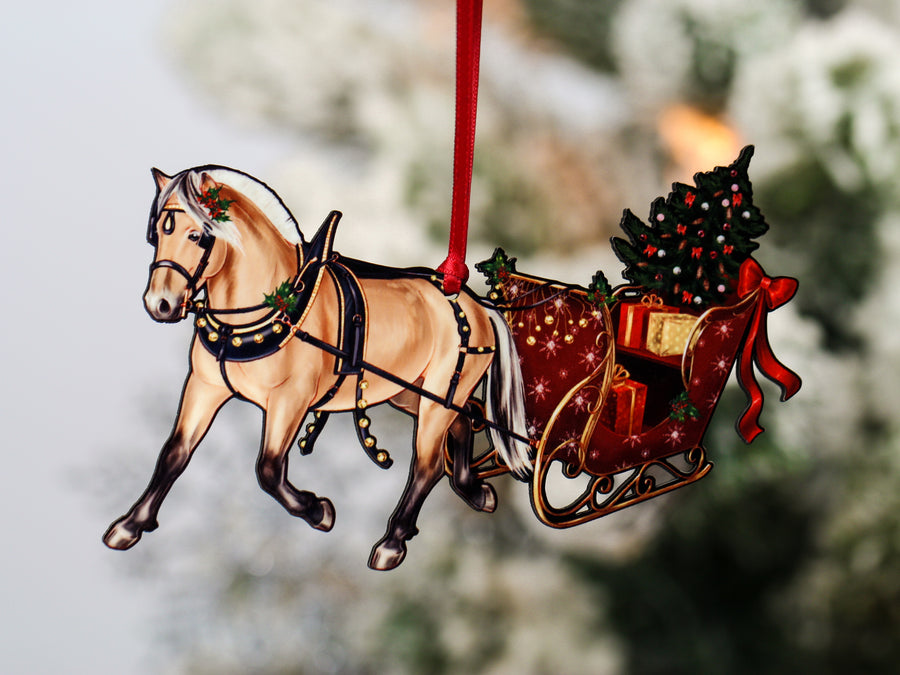 Fjord Horse Christmas Ornament Norwegian Fjord Horse Sleigh