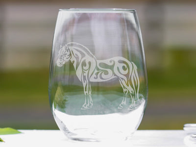 Fjord Horse Stemless Wine Glasses