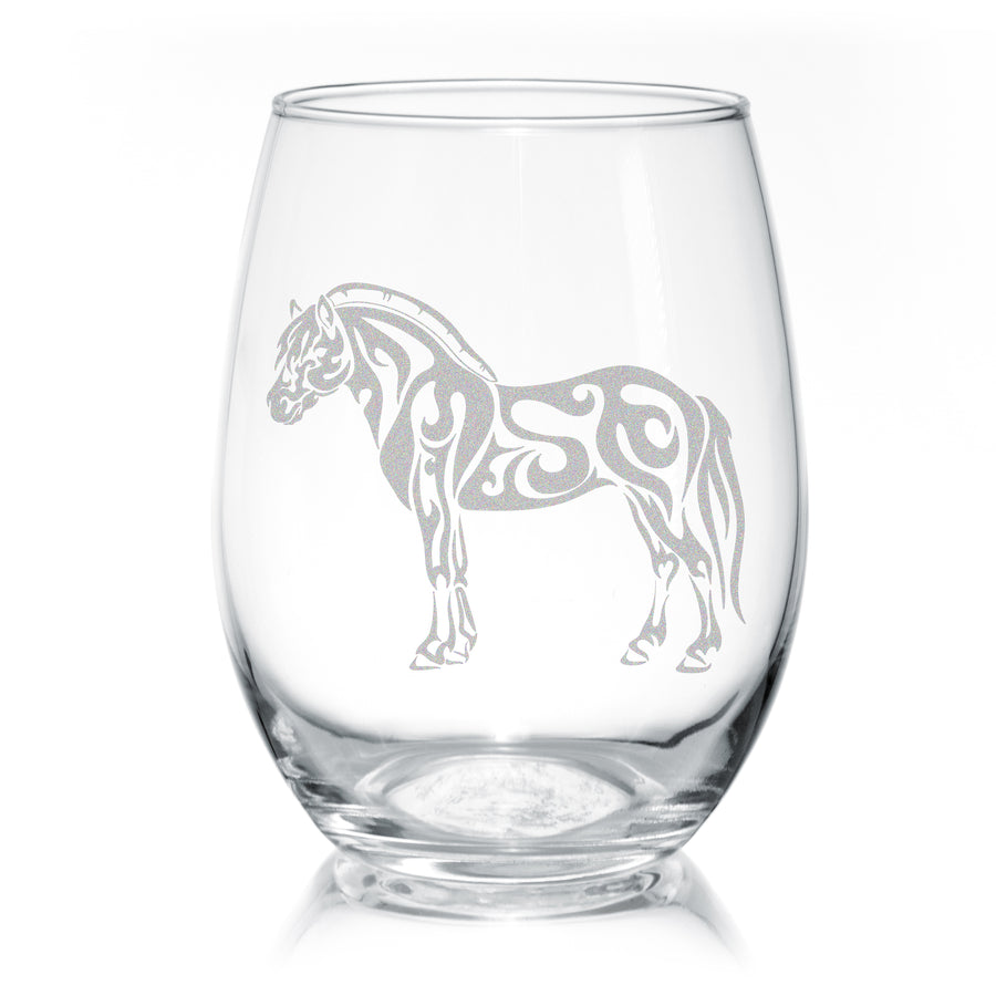 Fjord Horse Stemless Wine Glasses