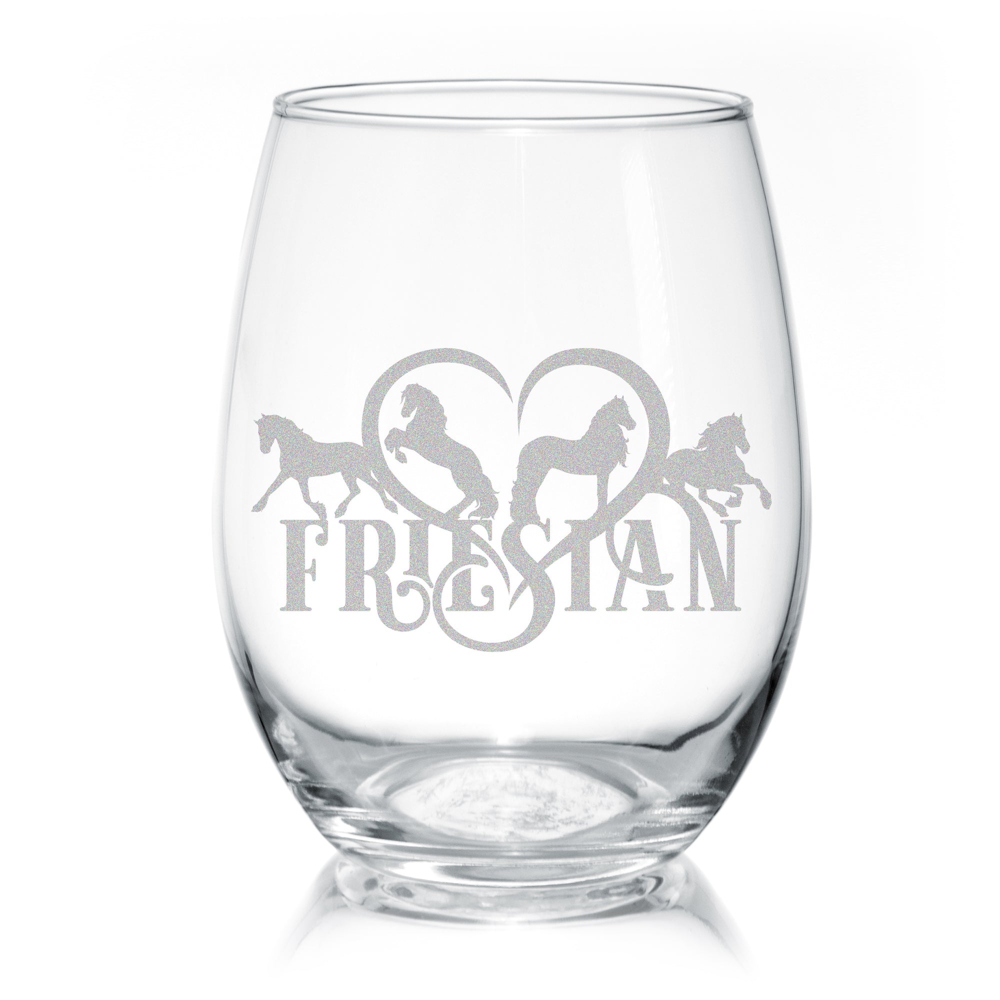 Friesian Horse Heart Stemless Wine Glasses