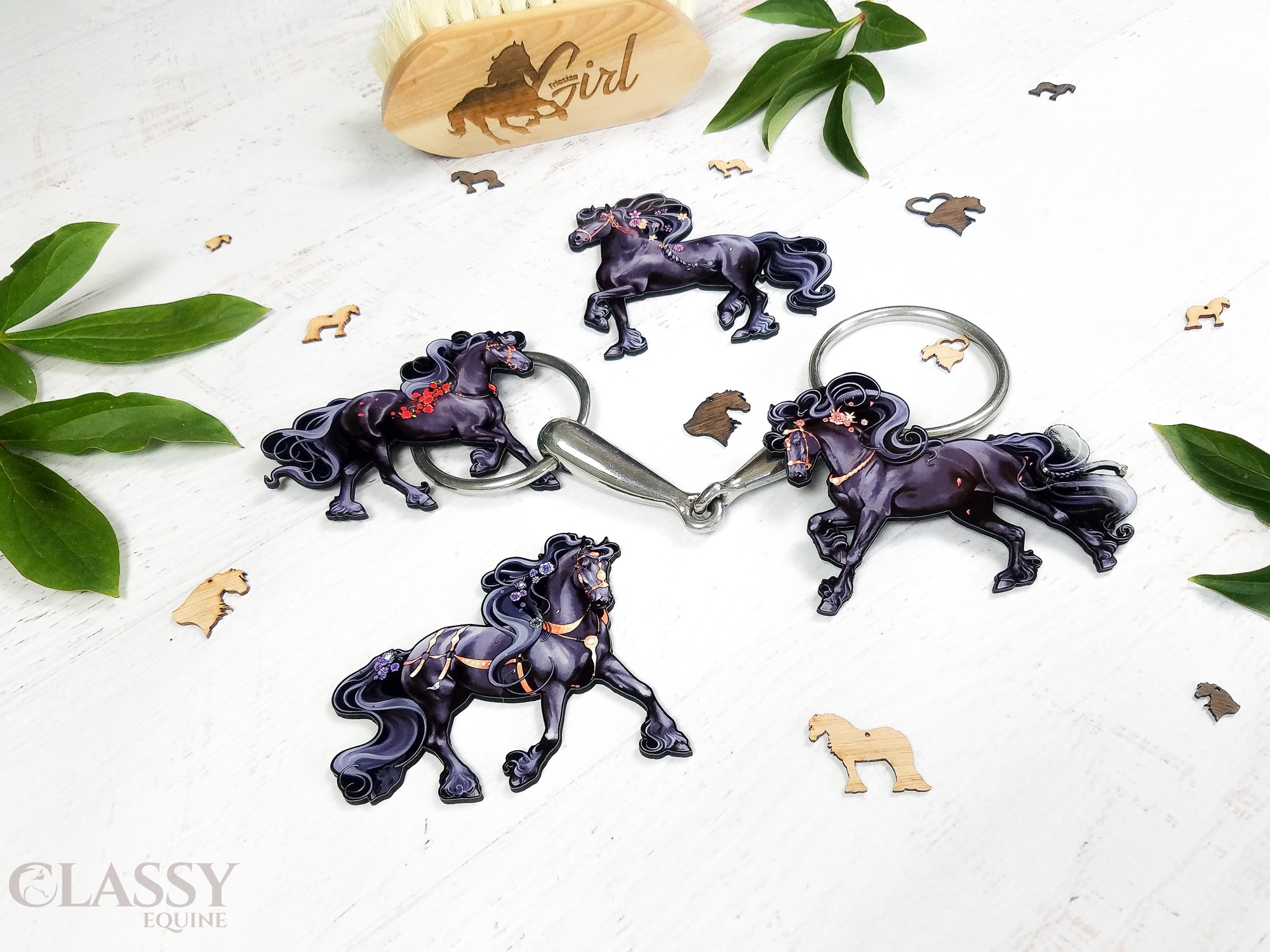 Set of 4 Friesian Horse Ornaments
