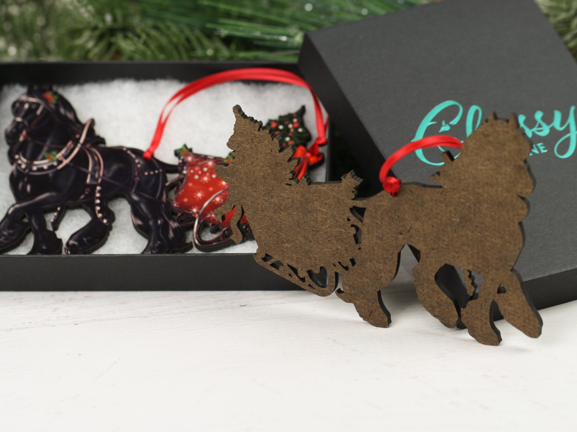 Friesian Horse Christmas Ornament - Friesian Horse Sleigh