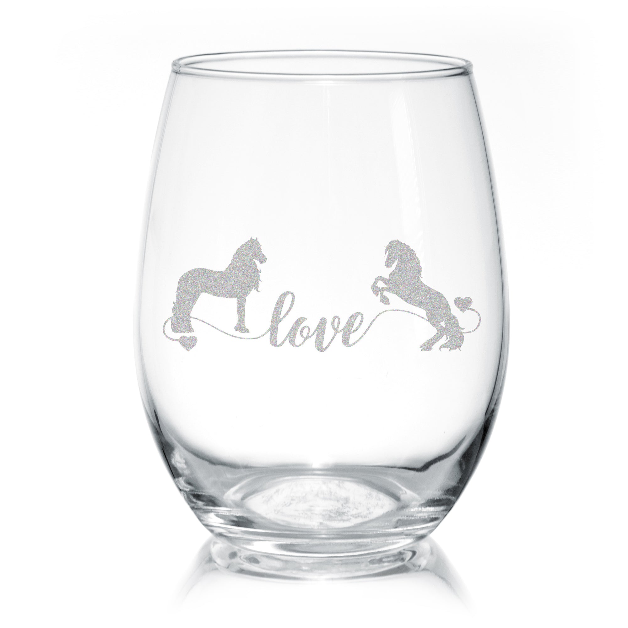 Friesian Horse Love Stemless Wine Glasses