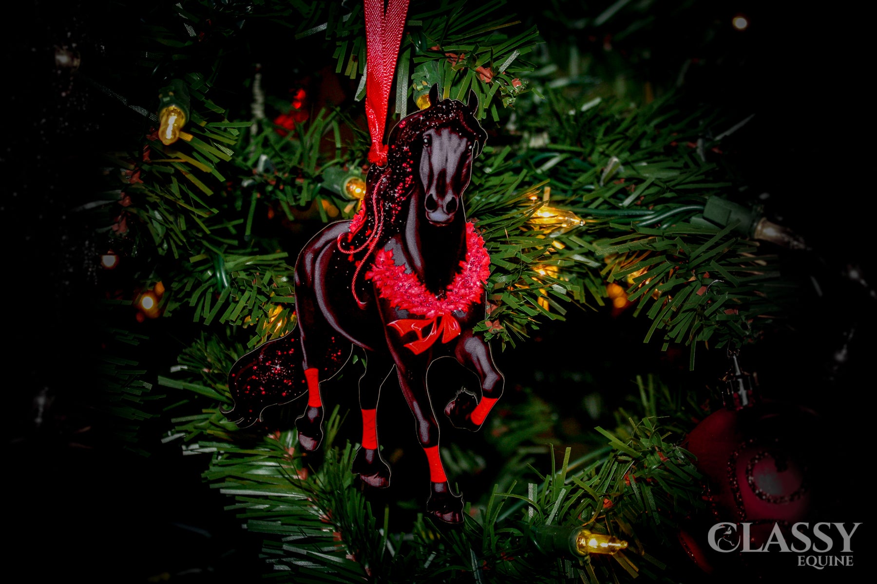Horse Christmas Ornament - Full Set of Friesian Horses