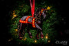 Friesian Horse Christmas Ornament - adorned in Red and Gold