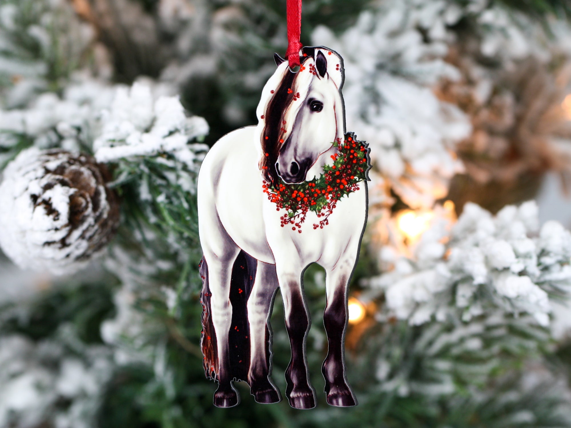 2020 Gray Dun Fjord Horse Christmas Ornament