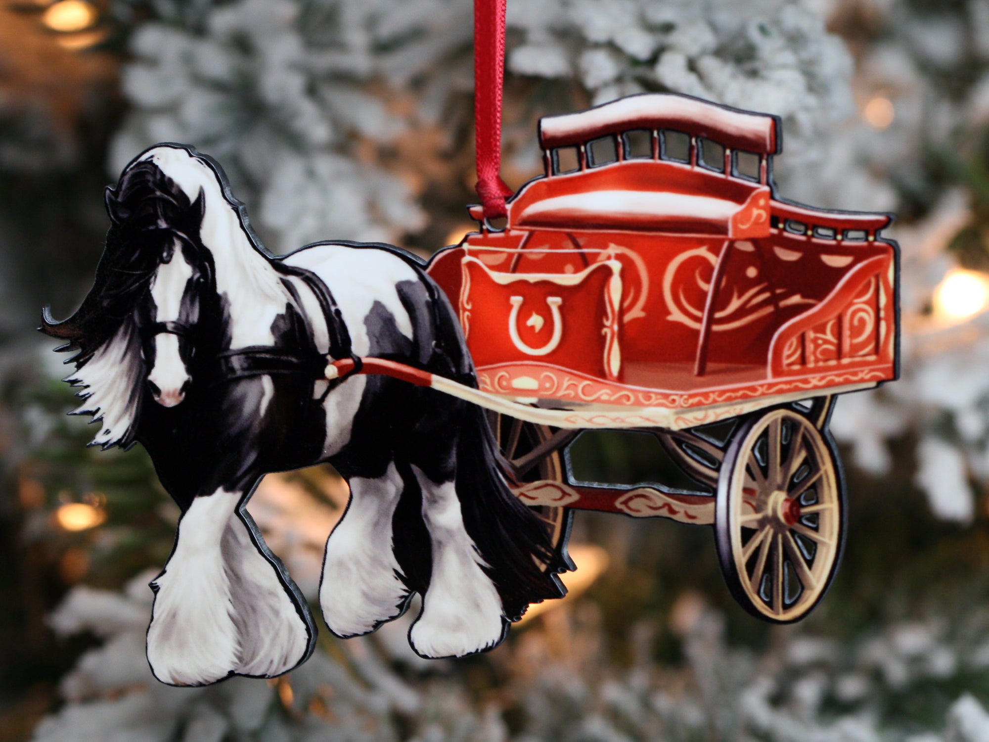 Gypsy Cob Dray Horse Ornament - Gypsy Vanner Horse Christmas Ornament