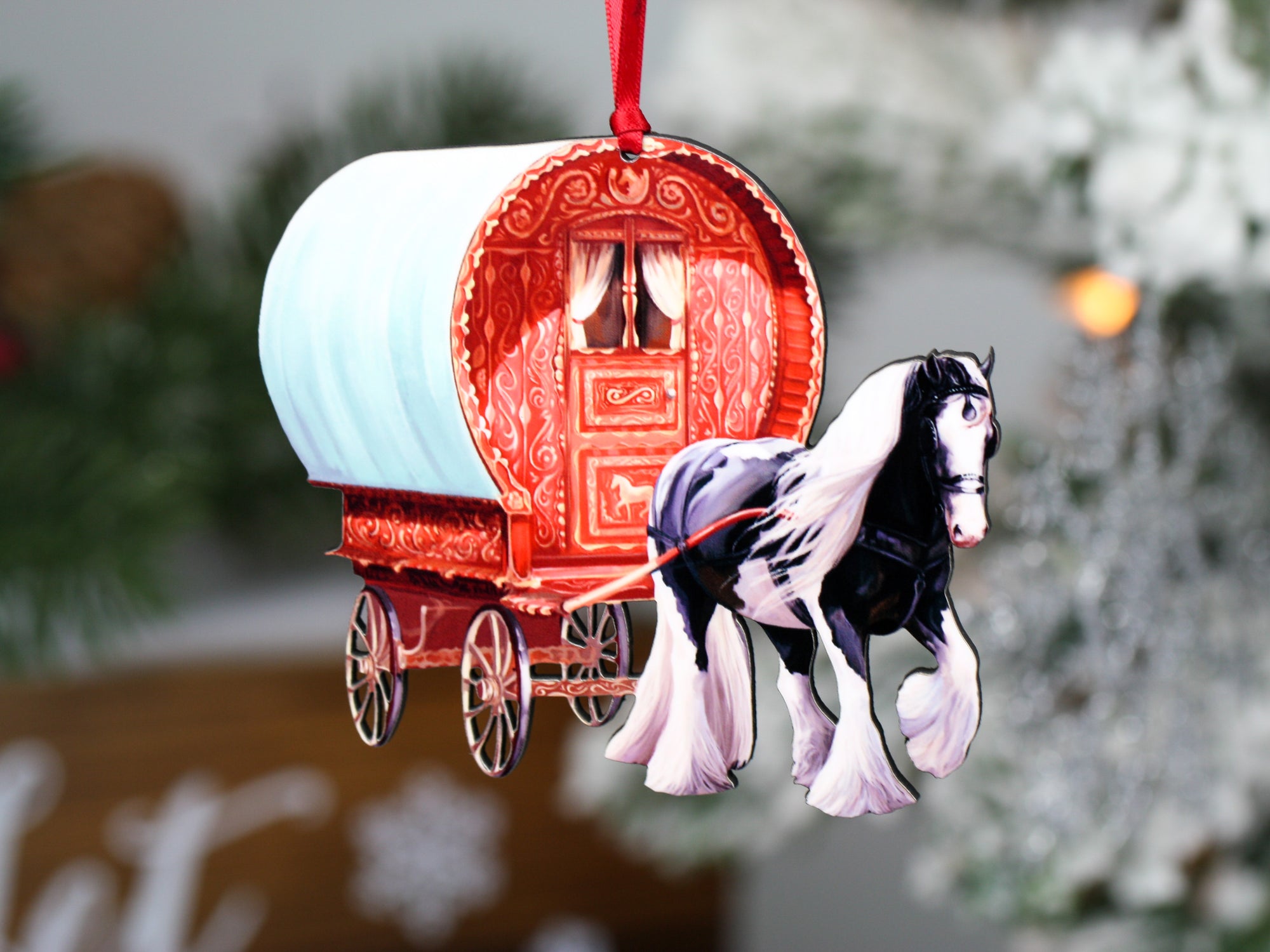 Gypsy Cob Horse Vardo Ornament