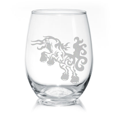 Gypsy Horse At Play Stemless Wine Glass Set