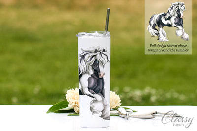Black and White Tobiano Gypsy Vanner Horse Tumbler