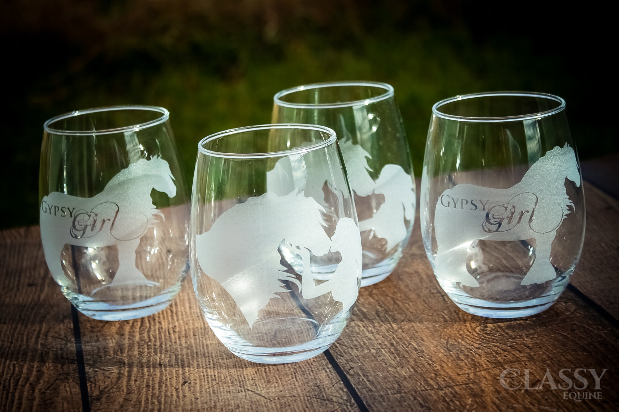 Gypsy Girl - Gypsy Horse Stemless Wine Glasses