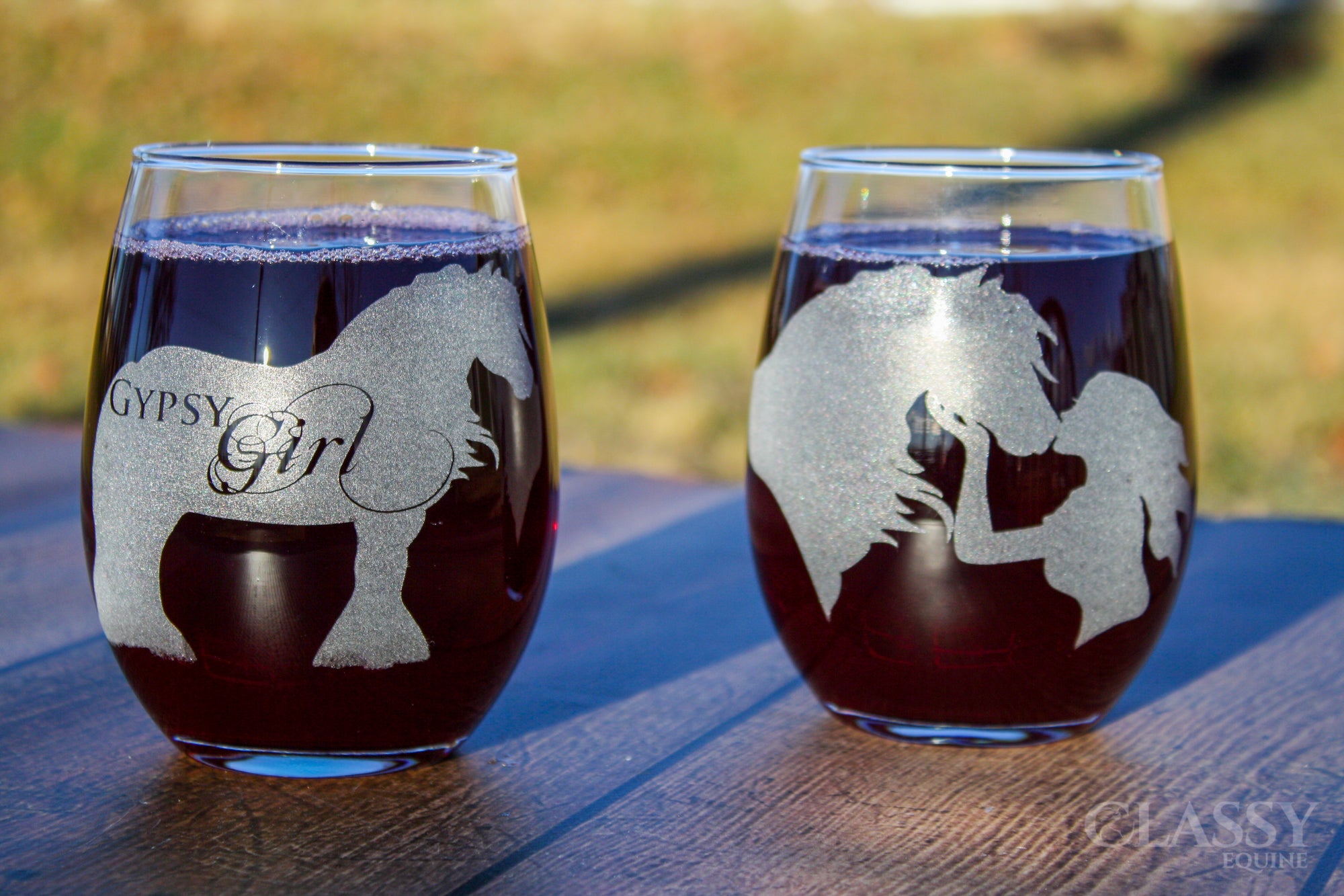 Gypsy Girl - Gypsy Horse Stemless Wine Glasses