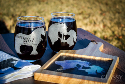 Gypsy Girl - Gypsy Horse Stemless Wine Glasses