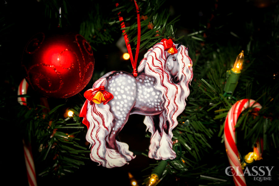 Gypsy Vanner Horse Christmas Ornament - Dapple Gray