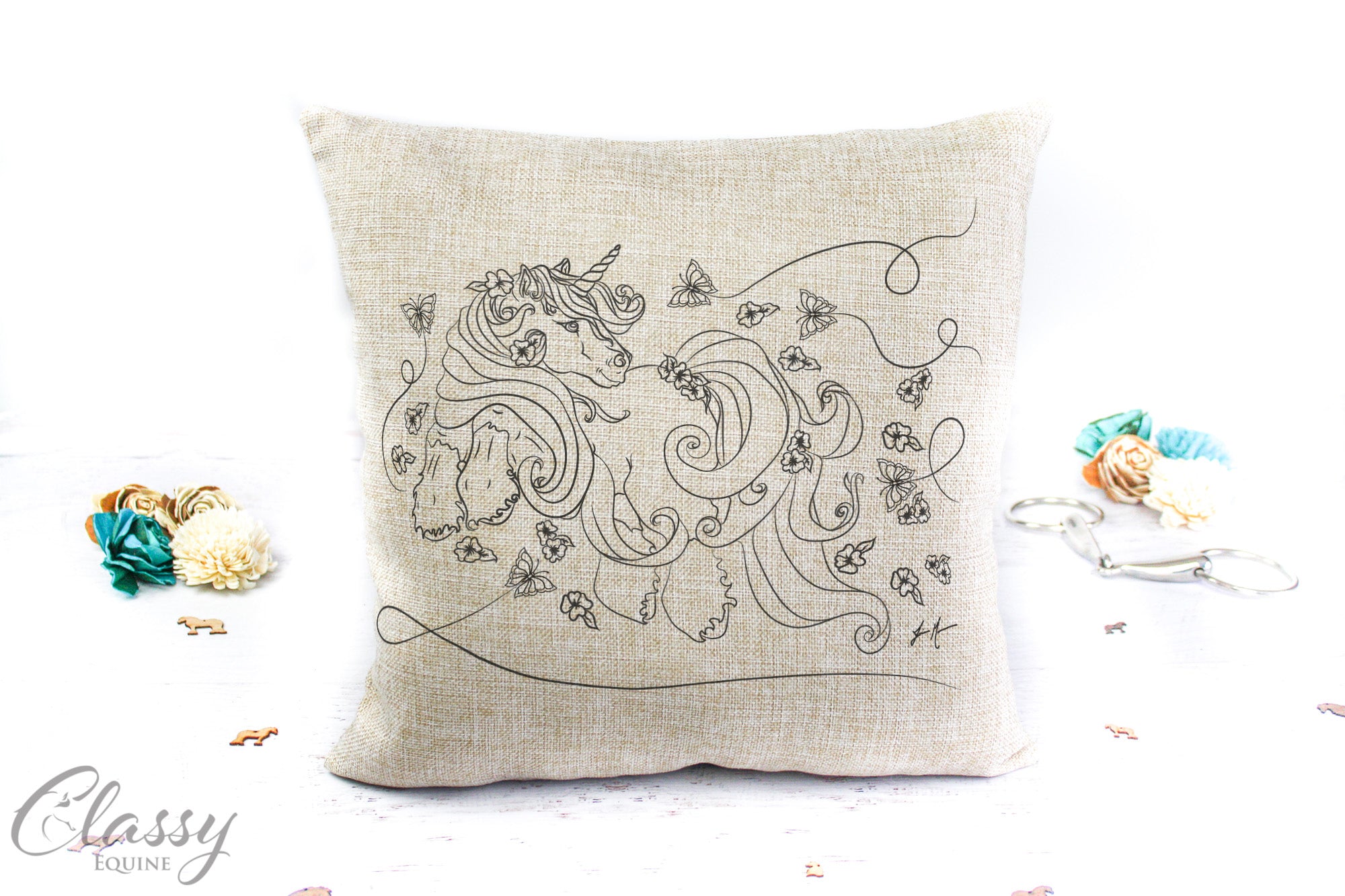 Gypsy Horse Pillow Cover - Plumeria Gypsy Unicorn Pony