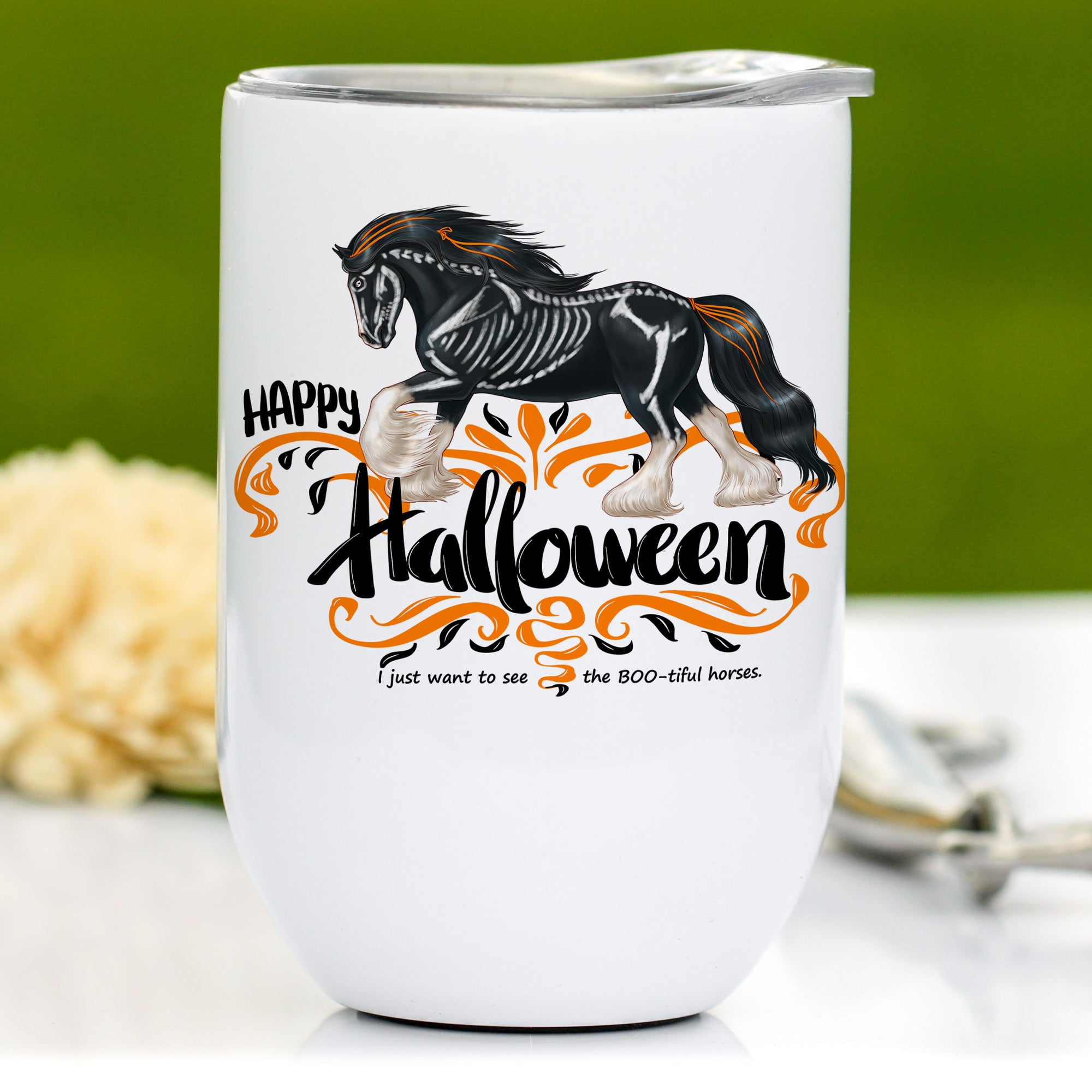 Halloween Gypsy Horse Wine Tumbler