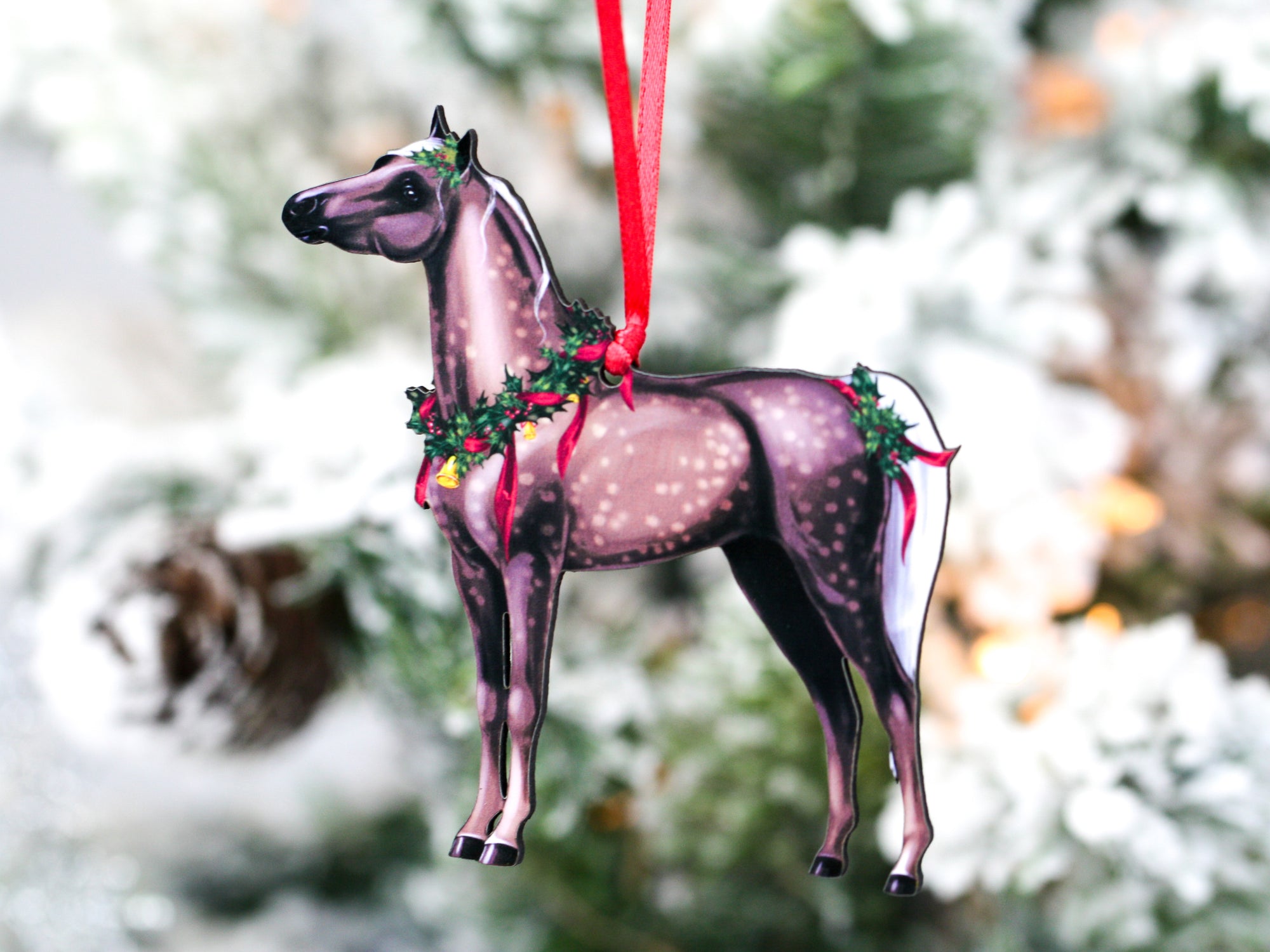 Silver Dapple Miniature Horse Christmas Ornament