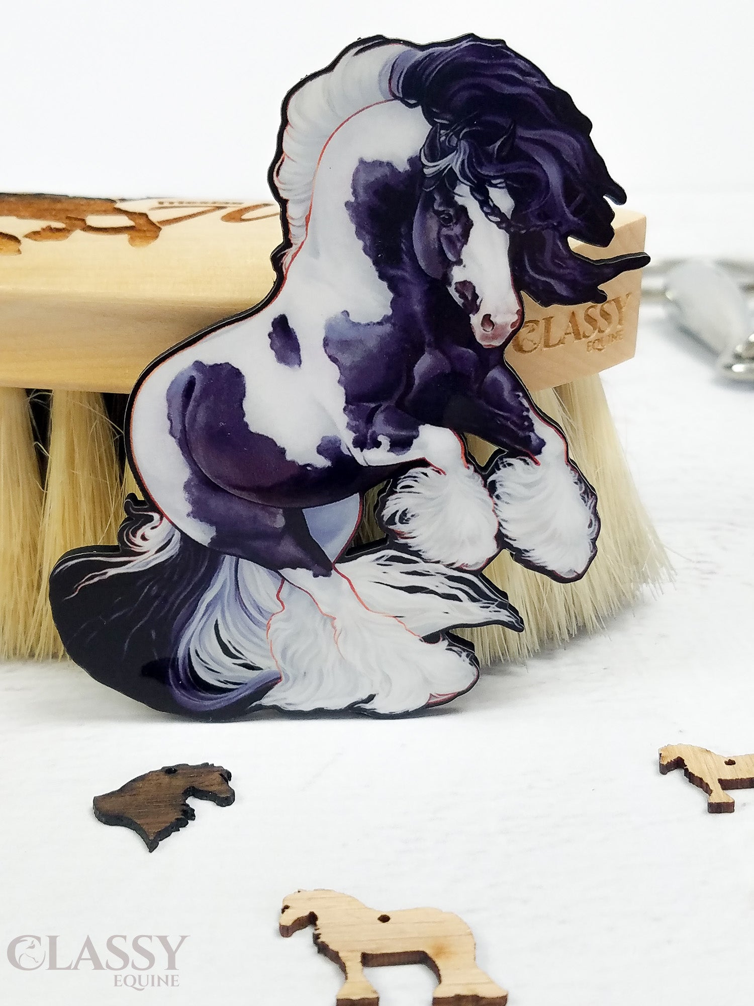 Black and White Tobiano Gypsy Horse Ornament