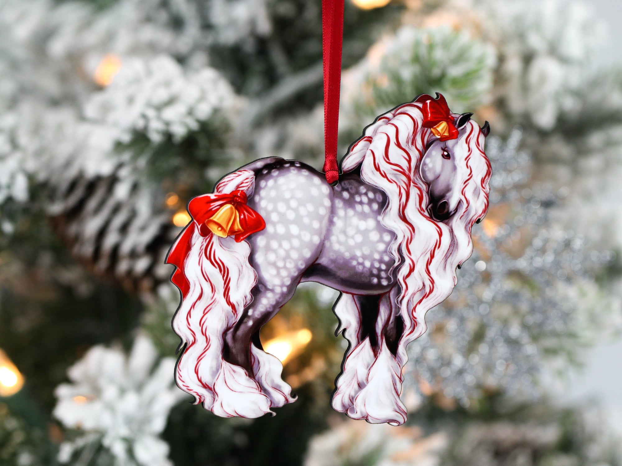 Gypsy Vanner Horse Christmas Ornament - Dapple Gray