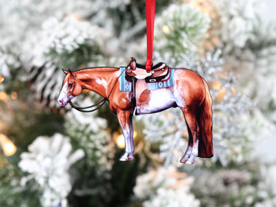 Chestnut Overo Sabino Western Paint Horse Ornament