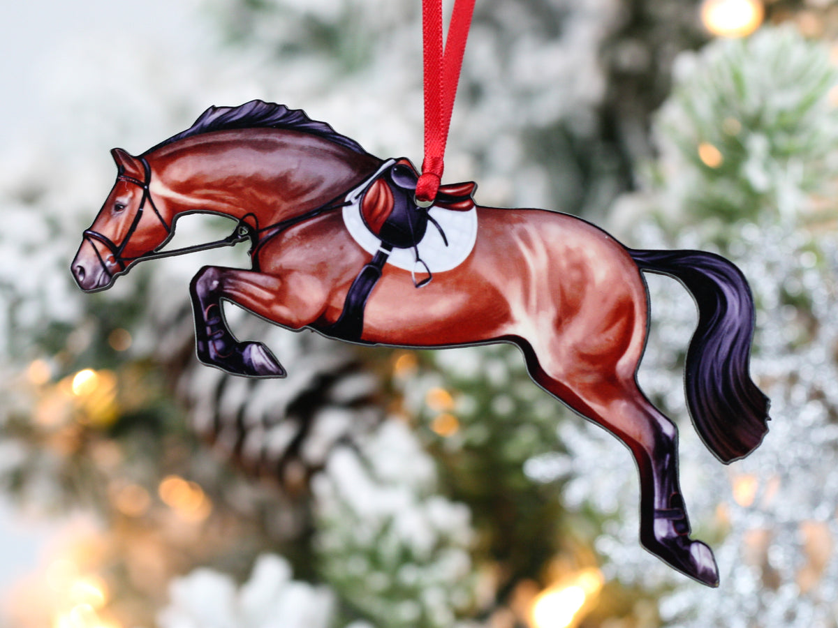 Jumping Horse Ornaments - Bay Hunter Jumper