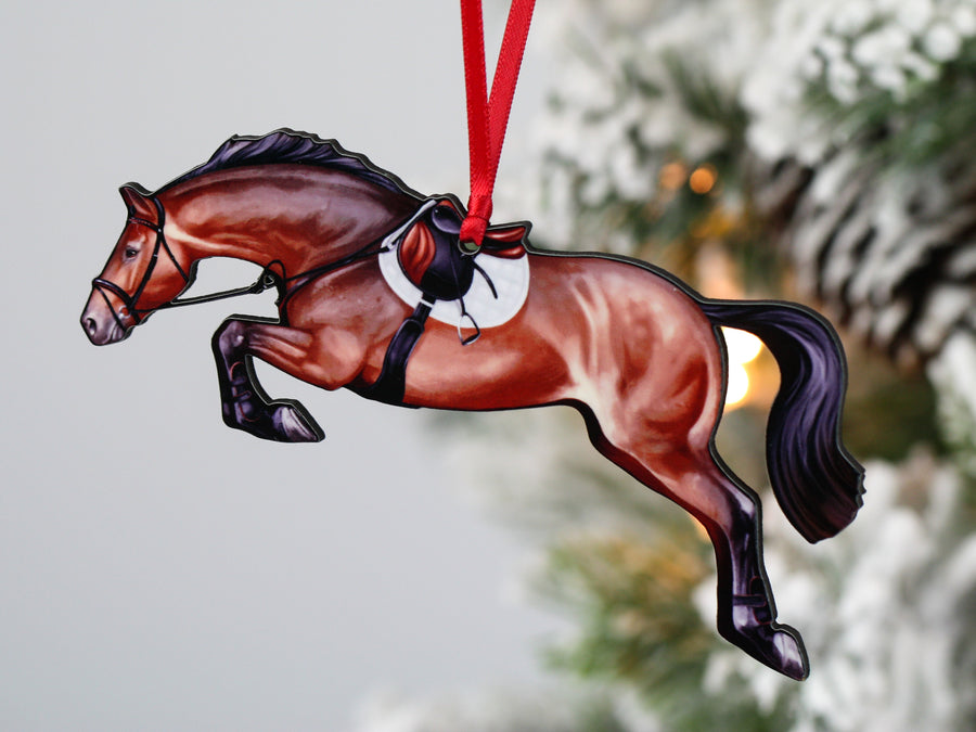 Jumping Horse Ornaments - Bay Hunter Jumper