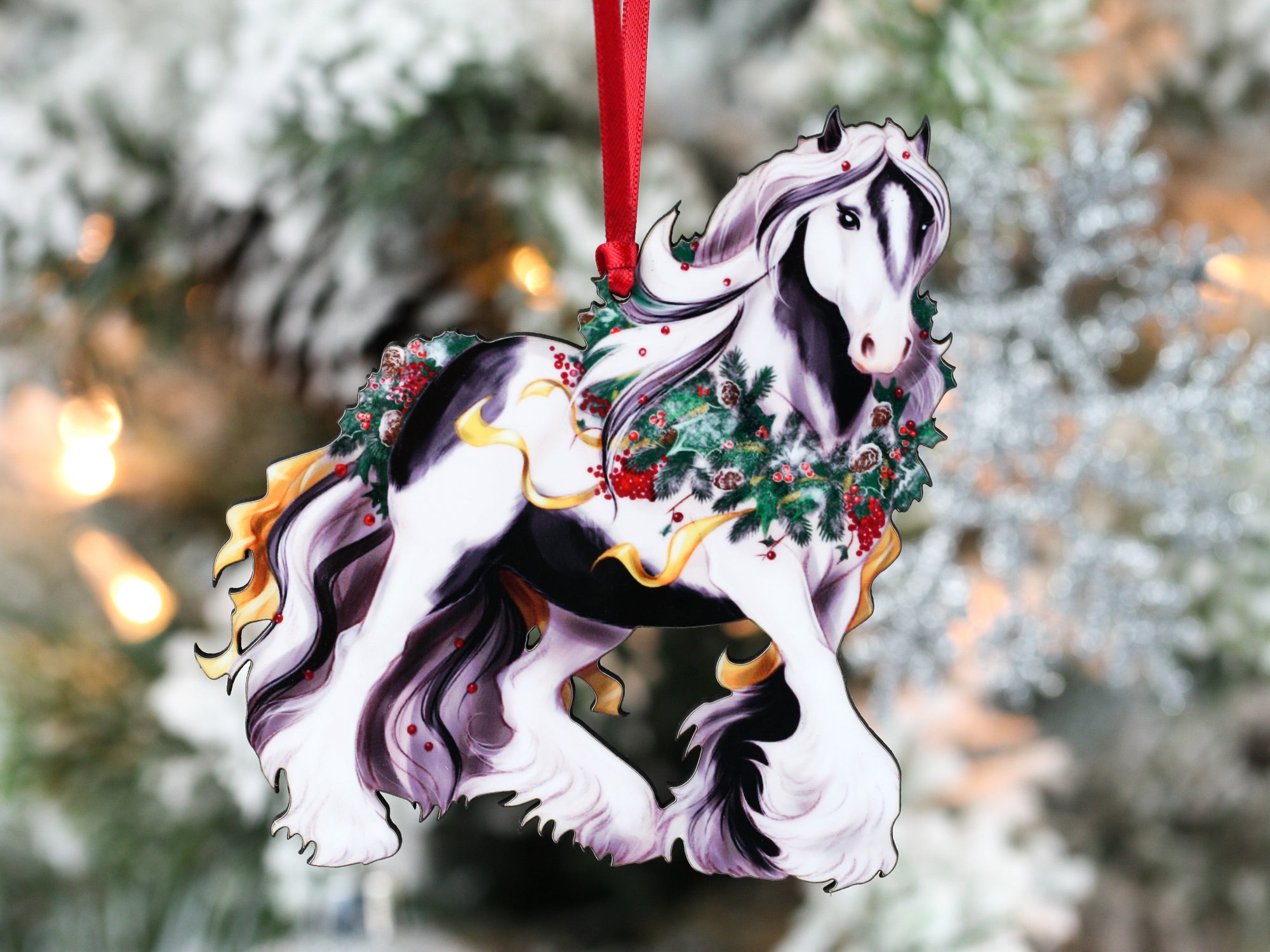 Tobiano Gypsy Vanner Horse Christmas Ornament