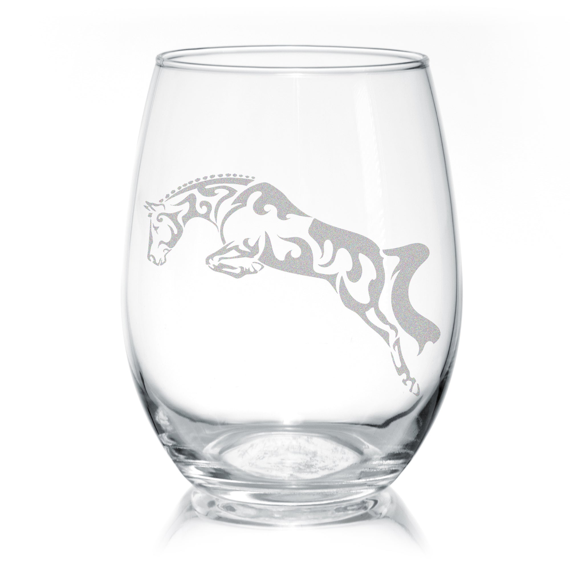 Hunter Jumper Horse Stemless Wine Glasses