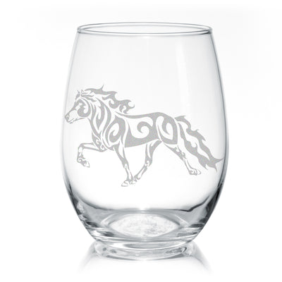 Icelandic Horse Stemless Wine Glasses