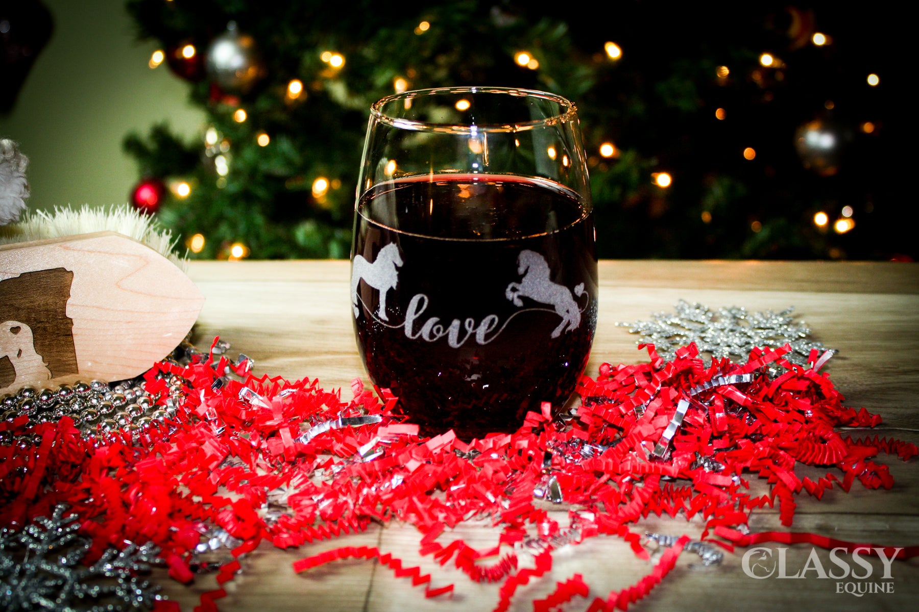 Friesian Horse Love Stemless Wine Glasses