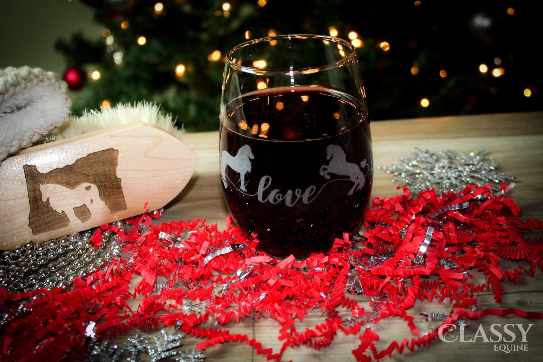 Friesian Horse Love Stemless Wine Glasses