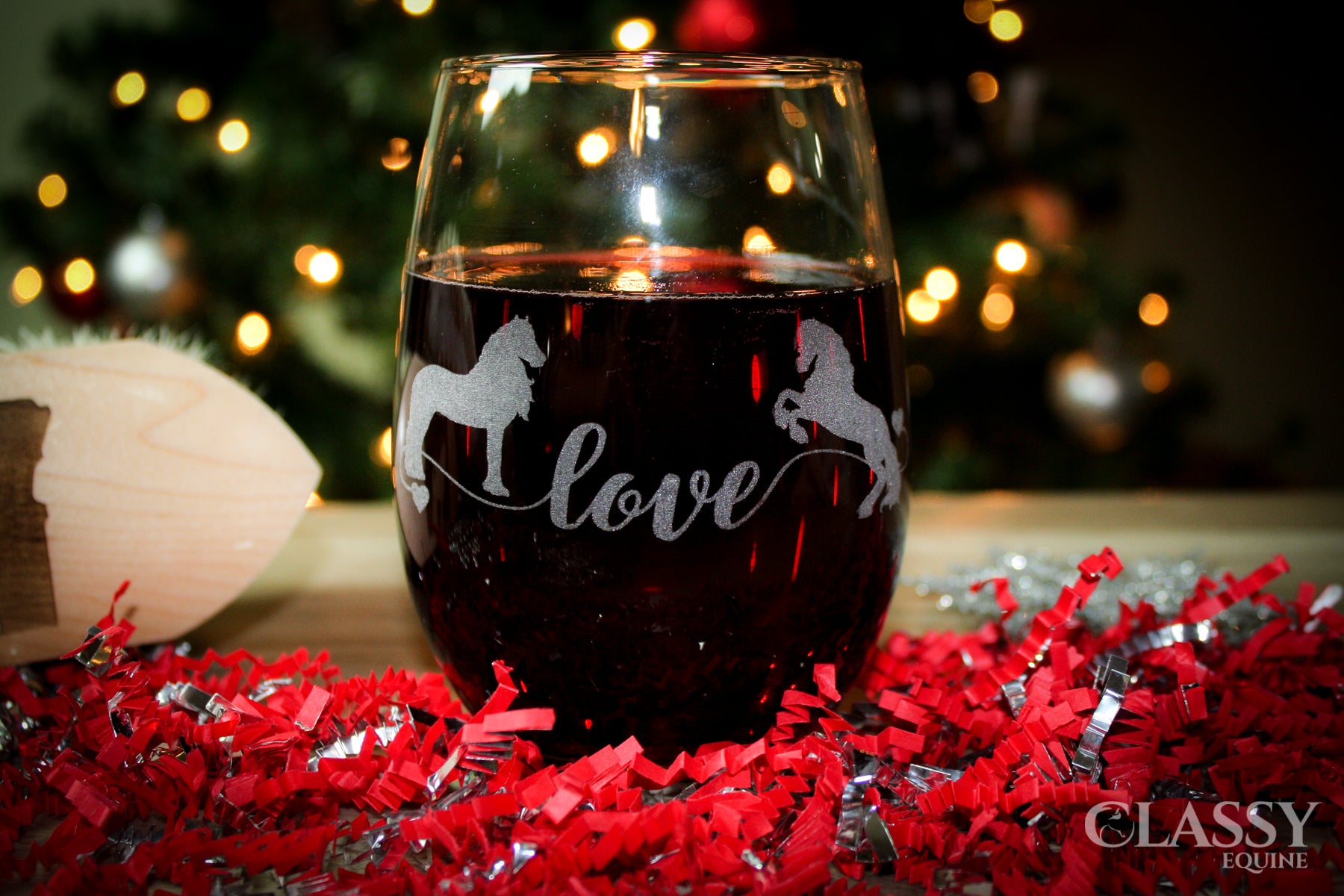 Friesian Horse Love Stemless Wine Glasses