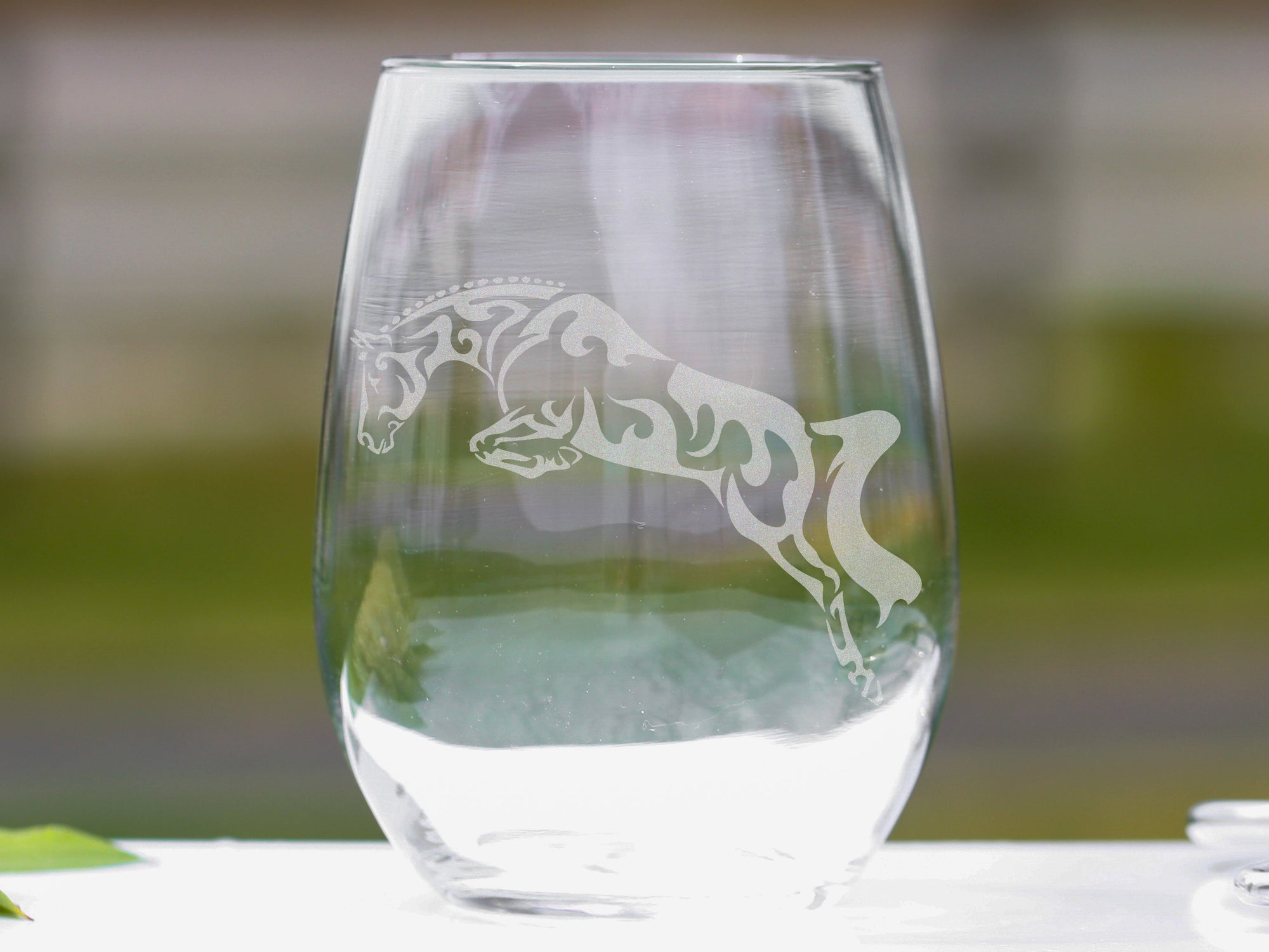 Hunter Jumper Horse Stemless Wine Glasses