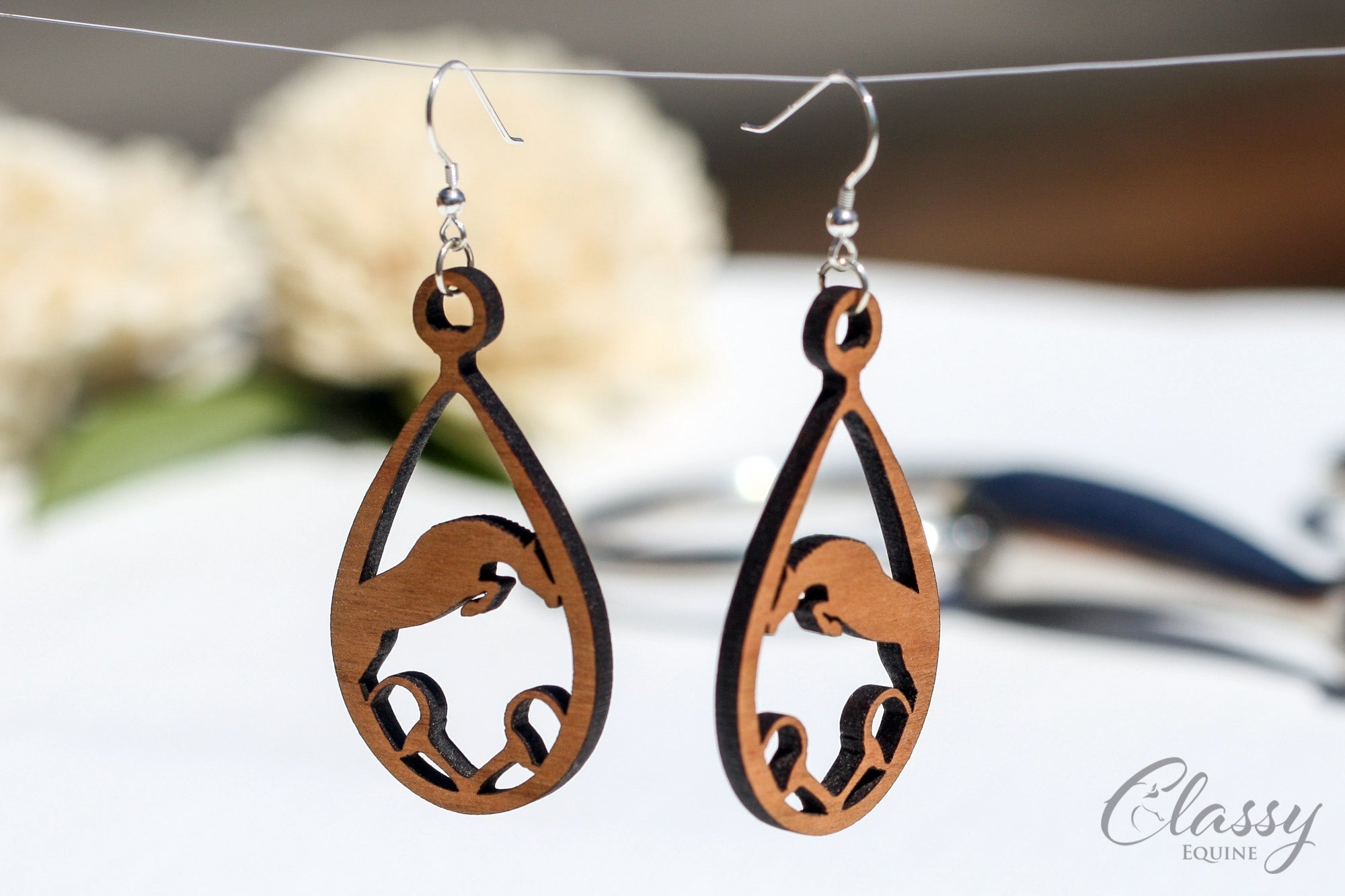 Jumper with Snaffle Bit Hardwood Equestrian Earrings