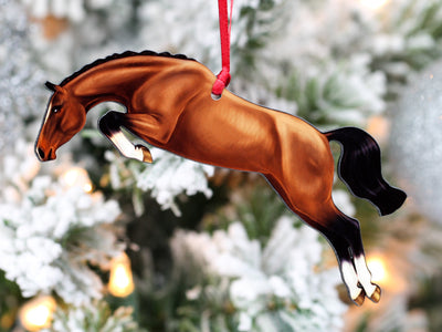 Jumping Horse Ornaments - Bay Hunter Jumper II