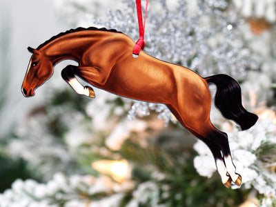 Jumping Horse Ornaments - Bay Hunter Jumper II