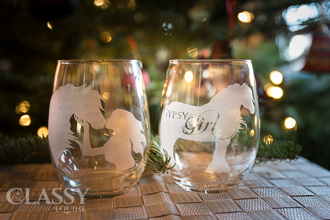 Gypsy Girl - Gypsy Horse Stemless Wine Glasses